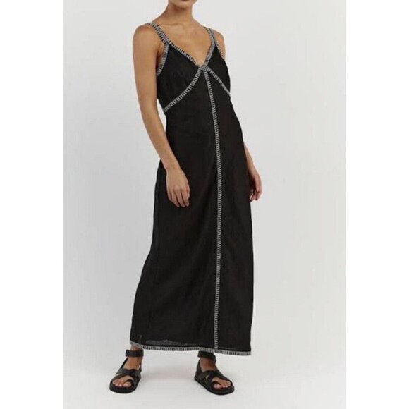 DISSH Dresses & Skirts - NWT DISSH Bella Black Linen Sleeveless Midi Maxi Dress US 6 UK 10